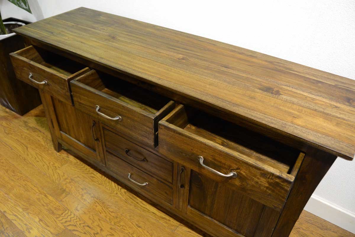 Amazon.co.jp: BABI FURNITURE サイドボード チーク無垢材 幅150cm